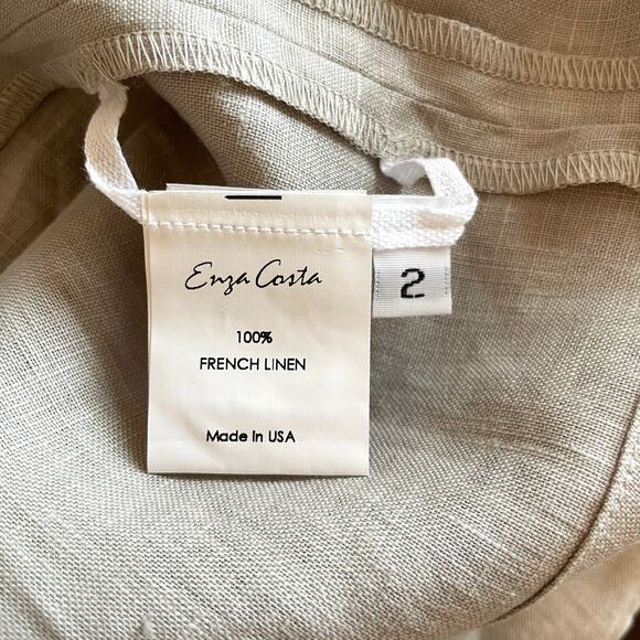 Enza Costa Linen Laced Open Back Maxi Dress In Mist Taupe Size Medium New - Picture 14 of 15